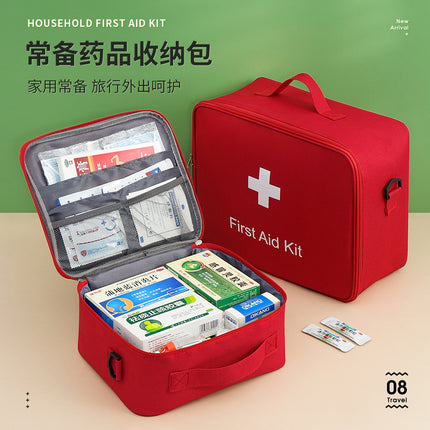 Family Medicine Box Large Capacity Crossbody First Aid Medicine Box Medical Bag Carry-on Travel Rescue Medicine Storage Bag