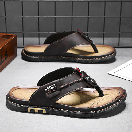 Cross-border summer plus size 46 flip-flops men's clip-on open-toe breathable Korean beach shoes home slippers manufacturers