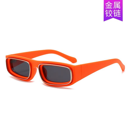 New European and American Fashion Versatile Sunglasses Trendy Square Frame Textured Metal Ring Sunglasses Cross-Border Anti-Uv Sunglasses
