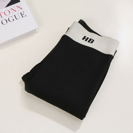 Yiwu winter fleece-lined thick pants women wear HB letters waist leggings warm slim leggings wholesale