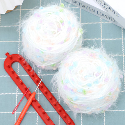 Long-haired rainbow candy scarf handmade diy wool long-haired scarf material package warm mohair warm peas thread