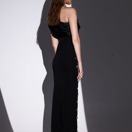 Spring 2025 New Bandage dress Elegant Elegant Fashion Design Oblique Shoulder with Diamond Hip Dress