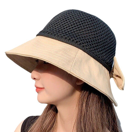 Sun Hat Women's New Fisherman Hat All-match Spring and Summer Hat Women's Breathable Mesh Riding Sun-screen Hat with Large Rim and Small Face