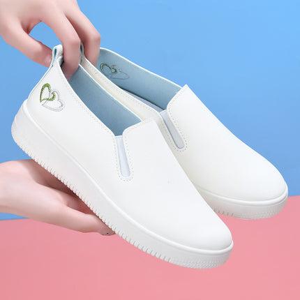 Spring, Autumn and Summer New Style White Shoes, Nurse Shoes, Health Center Comfortable, Breathable, Non-Slip Dance Shoes, Large Size Kindergarten Teacher Women's Leather Shoes