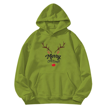 Elk Reindeer Merry Christmas printed hooded sweater European and American women's top coat cross-border