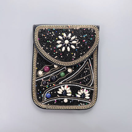 Bohemian Women's Mobile Phone Bag Xinjiang Inner Mongolia Yunnan Travel Souvenir Retro Heavy Industry Rice Bead Shoulder Bag