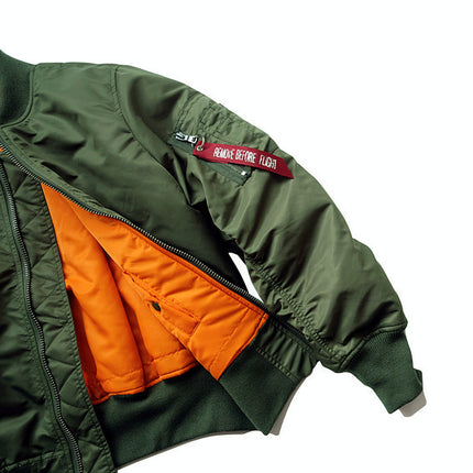 American Style Thickened Baseball Suit Autumn and Winter Army Green MA-1 Bomber Jacket plus size Vertical Collar Tooling Jacket for Men