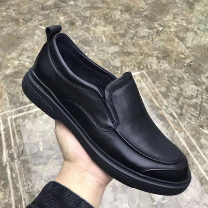 Spring Genuine Leather Men's Shoes 2024 New Non-Slip Thick Sole Set Feet Soft Face Business Casual Leather Shoes Men's Work Shoes