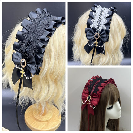 Lolita Hair Band Headwear Lolita Gothic Dark Collection Cross with Angel Handle Sweet Hair Accessories