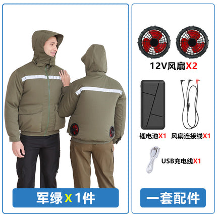 Hooded Sun Protection Air-Conditioned Clothing, Summer Air-Conditioned Clothing with Fan for Cooling, Outdoor Camouflage Work Clothes, Wholesale Workwear