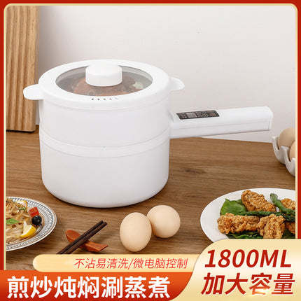 Electric Cooking Pot Intelligent Multi-Function Long Handle Single Handle Small Electric Pot Student Dormitory Electric Hot Pot Electric Cooking All-In-One Pot for Home Use