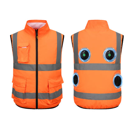Sanitation worker reflective vest outdoor reflective vest summer cooling air conditioning clothing with fan for cross-border