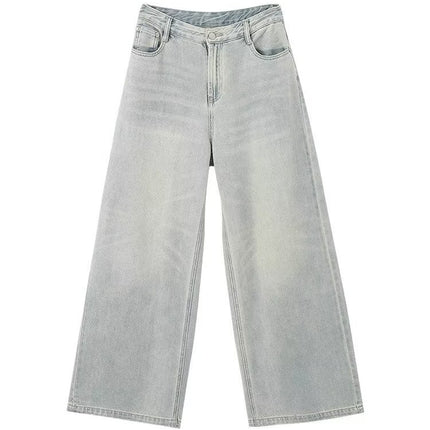 American Retro High Waist Jeans Women's Spring and Autumn Loose Mop Pants Straight Leg Pants Fashionable All-match Wide Leg Pants