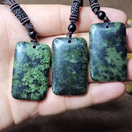 Xizang Jade Medicine King Stone Snake Pattern Jade Peace Pendant Tianzhu Peace Pendant Olive Green Ink Jade Meteorite Pendant