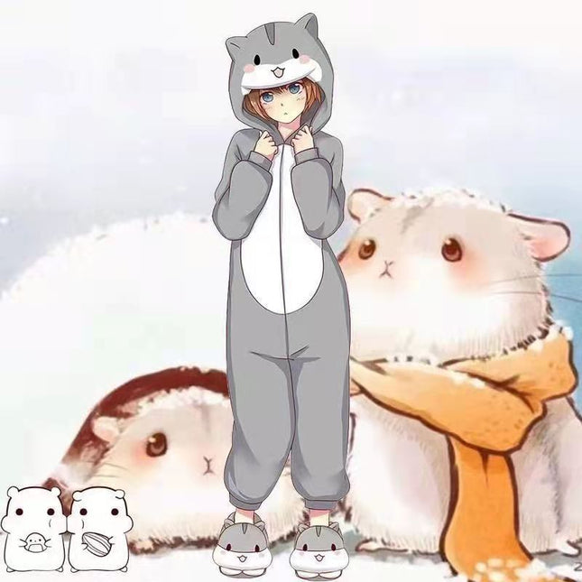 Autumn and Winter Cartoon One-Piece Pajamas for Students Husky Ao Bing Shiba Inu Hamster Couple Two-Dimensional Animation One Piece Dropshipping