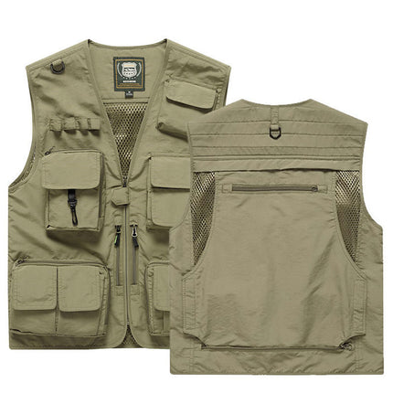 Summer New plus size Multi-pocket Custom Printing LOGO Vest Men's and Women's Vest Outdoor Photography Mountaineering Vest