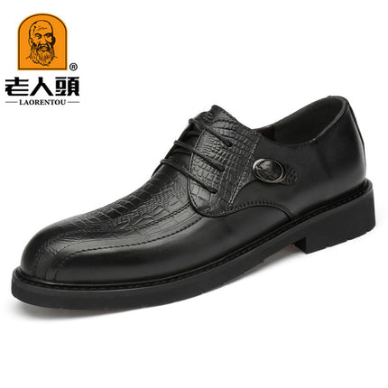 Old man's head leather shoes men's head layer leather Korean version of business casual single shoes new formal wear office men's shoes a generation