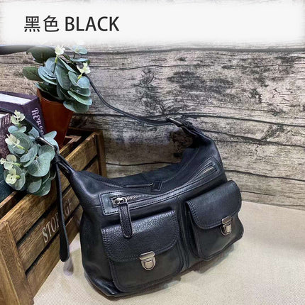 High-end Niche New Vegetable Tanned Cowhide Shoulder Crossbody Underarm Bag Tuo Peak Bag Large Capacity Retro Motorcar Bag