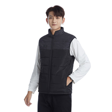 Winter Dual-Control Nine-Zone Color-Blocked Heated Vest, Smart Electric Heating Thermal Clothing, Cross-Border Wholesale, Men's Sleeveless Thermal Wear