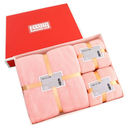 Wholesale coral fleece gift box bath towel three-piece company annual meeting activities hand gift towel gift suit LOGO