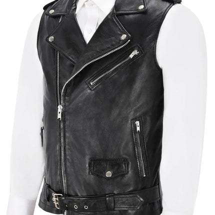 2025 New Popular Foreign Trade Men's Leather Jacket Leather Vest Men's Motorcycle Jacket Pu Vest Men's Style