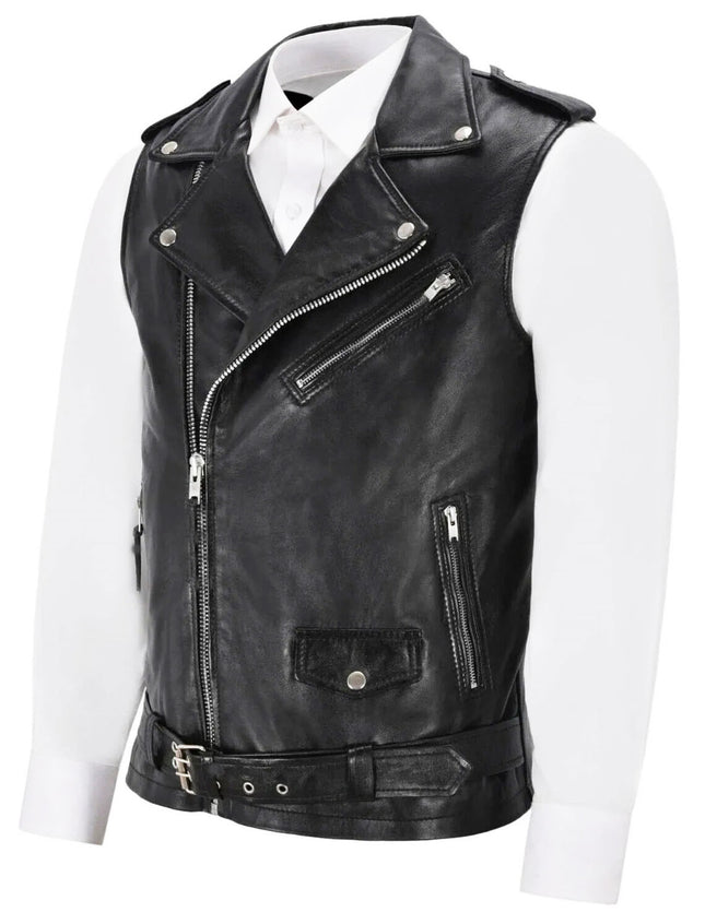 2025 New Popular Foreign Trade Men's Leather Jacket Leather Vest Men's Motorcycle Jacket Pu Vest Men's Style