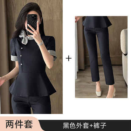 Stewardess Professional Wear Female Summer Fashion Ol Suit Beautician Workwear Sales Department Front Desk Customer Service Reception Workwear