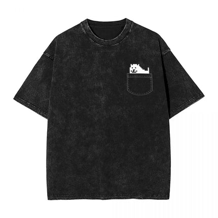 Annoying Dog Game Frisk t Shirts Hip Hop Washed Cotton Overs