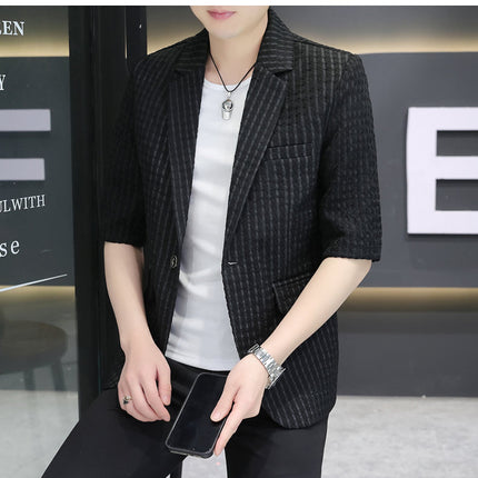 Summer half sleeve thin suit Korean style men's half sleeve fashionable fashionable jacket slim fit trendy summer small suit