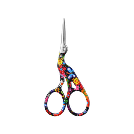 Stainless steel color small phoenix scissors retro pointed creative fishing line floral embroidery thread head embossed small tea scissors