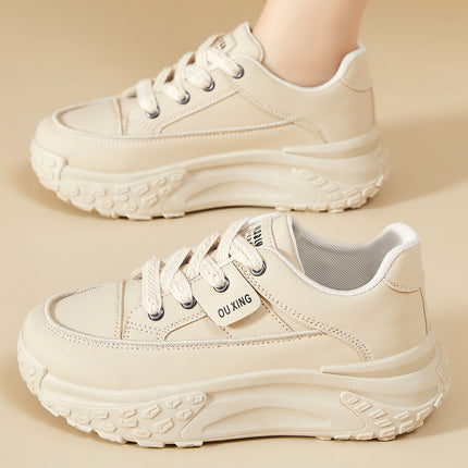 Women's Shoes with Thick Soles and Height-Increasing Shoes, New Trendy Versatile Canvas Shoes, Shallow Fashion Shoes, Women's Lace-Up Comfortable Shoes