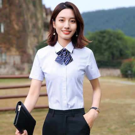 [Business Stripes] Men's and Women's Work Clothes Professional Wear Summer Short-sleeved Shirt Office White-collar Work Clothes