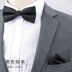Black dark strip bow tie + pocket towel