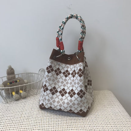 Korean Style New Ins Knot Handbag Spring and Autumn Portable Bucket Bag Travel All-match Small Large Capacity Handbag