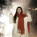 Thickened solid color large scarf white red