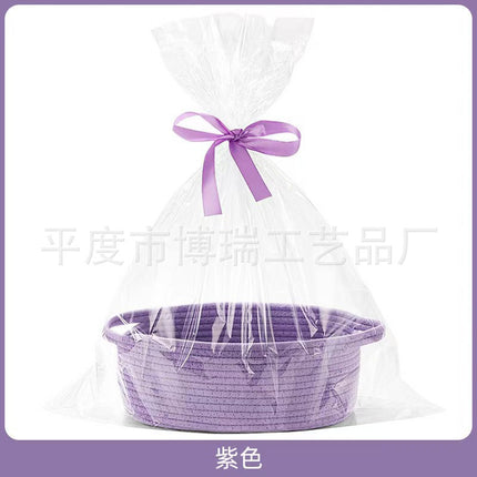 Modern Simple Style Storage Basket Cotton Rope Woven Snack Clothing Portable Storage Basket Oval Storage Basket Gift Basket