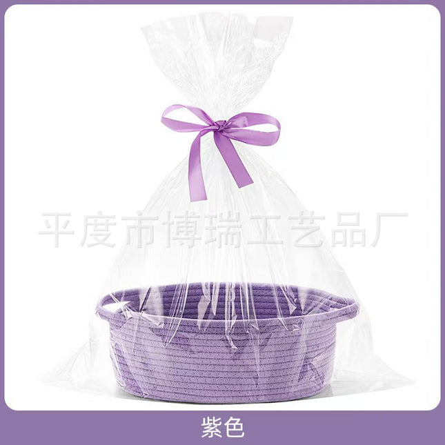 Modern Simple Style Storage Basket Cotton Rope Woven Snack Clothing Portable Storage Basket Oval Storage Basket Gift Basket