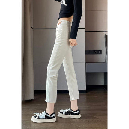 High-Waisted Straight-Leg Cropped Jeans for Women, Spring and Autumn 2025 New Popular Style, Petite Cigarette Pants