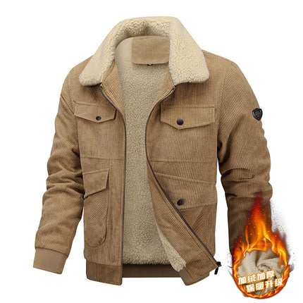 Cross-border winter cotton-padded coat men's plus size thickened lamb wool cold-proof warm collar high-grade corduroy coat cotton-padded coat