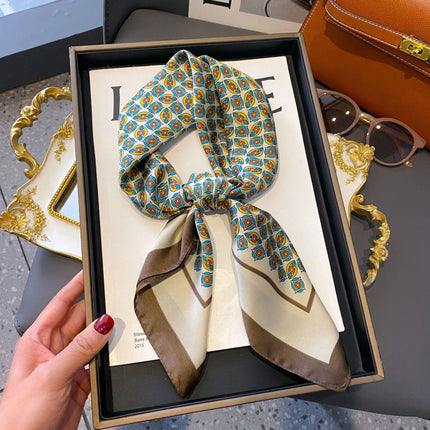 70cm Imitation Silk Square Scarf Fashion All-match Silk Scarf Professional Scarf Korean Style Neck Protection Scarf Decorative Small Square Scarf