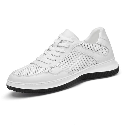 First-Layer Cowhide Men's Casual Leather Shoes, Comfortable Lace-Up Breathable Cross-Border Large Size Perforated Men's Shoes, Breathable Office Leather Shoes