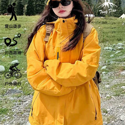 Camel HJCAMEL Jacket Men's and Women's Trendy Brand Three-in-One Windproof and Waterproof Couple's Jacket Mountain Climbing and Mountaineering Suit