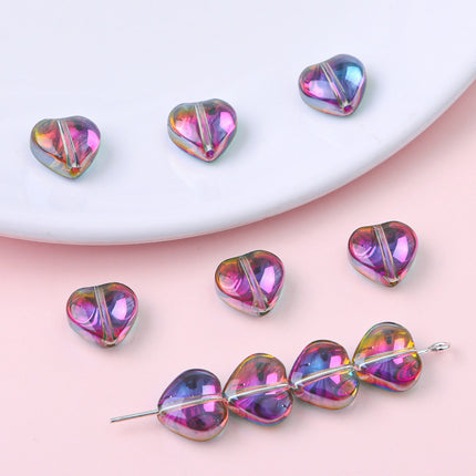 10mm Glass Color-Coated Peach Heart Crystal Beads Loose Beads DIY Handmade Necklace Bracelet Ear Jewelry Manufacturer Direct Sales Wholesale