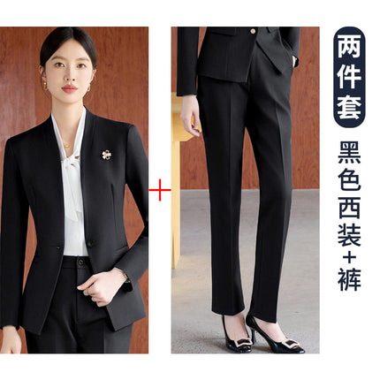 High-End Spring & Fall Hotel Front Desk Professional Wear Long-Sleeved Sales Department Reception 4S Store Sales Consultant Fashion Suit Suit