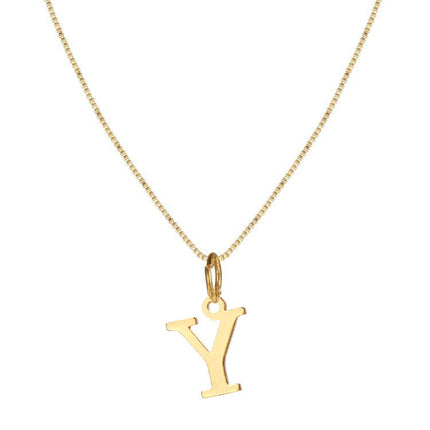 Cross-border Amazon Hot Sale Simple Stainless Steel Letter Pendant Necklace Women Alloy Box Chain 26 Letter Clavicle Chain