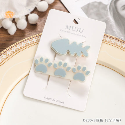 2 Card Hairpin Sweet Fish Bone Small Footprint Duckbill Clip Advanced Girl Side Clip Hairpin Broken Hair Bangs Clip