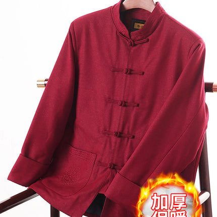 Middle-aged and old Tang suit men's cotton-padded coat for father thickened winter coat for grandfather and old man's birthday Chinese-style cotton-padded jacket