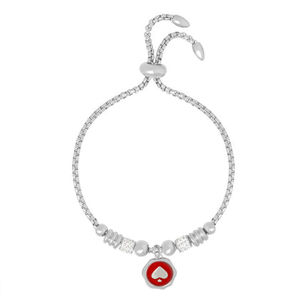 Antique European and American titanium steel vacuum plating 18k gold non-fading round heart pendant bracelet women's wholesale jewelry
