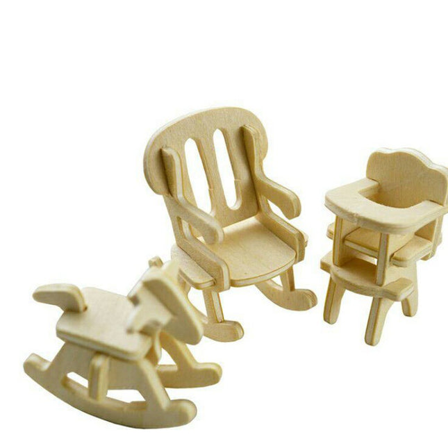 Handmade DIY Wooden 3D Stereo Puzzle Puzzle Artificial Model Furniture Puzzle Model Home Private Package 34 Pieces