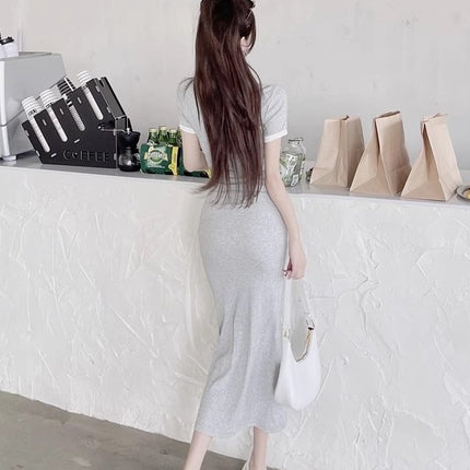 High-end polo French first love sweet knitted dress versatile age-reducing casual dress for women temperament slimming trendy